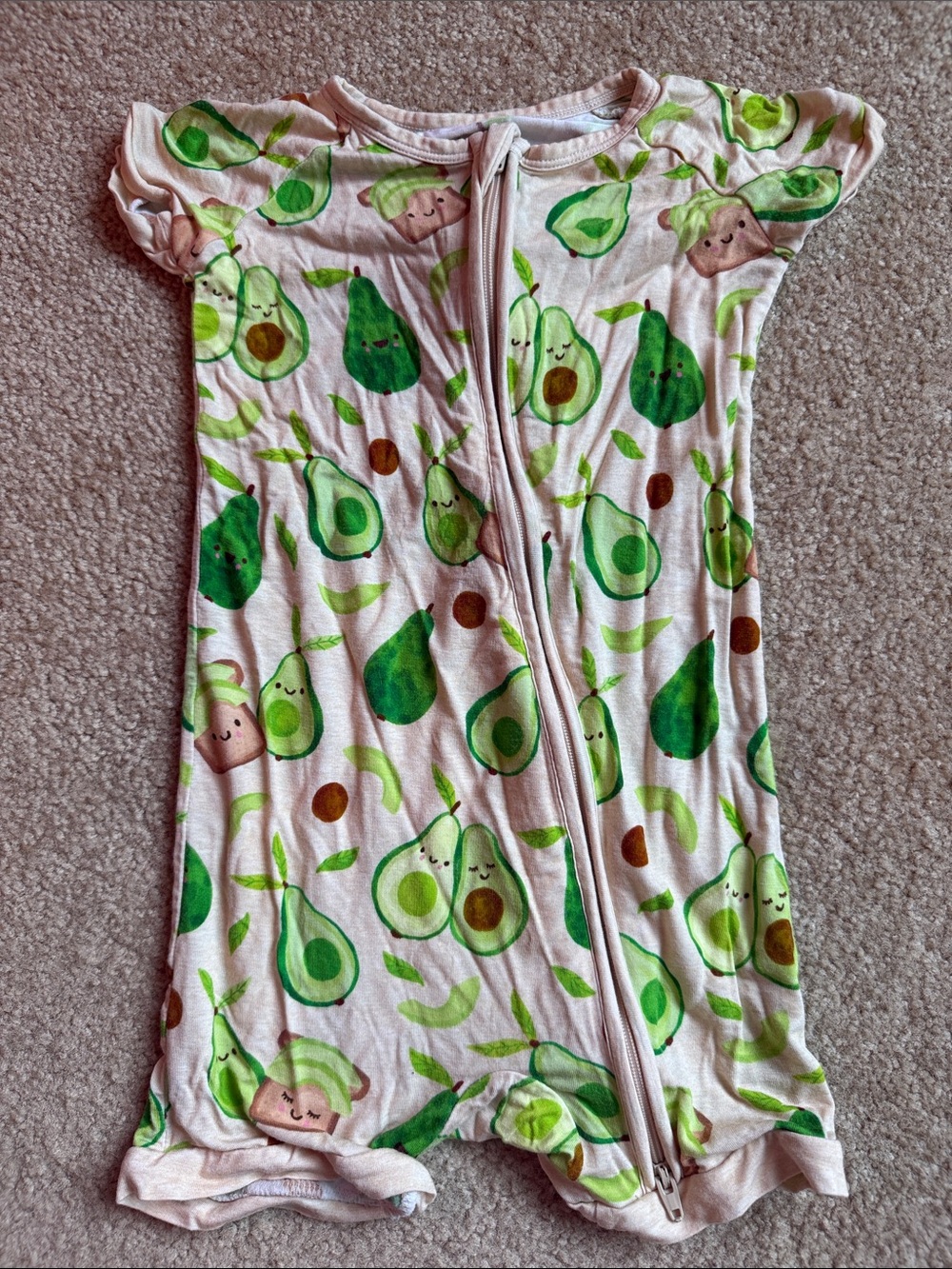 Little Sleepies Pajama Romper in Avocado Print - size 18-24m